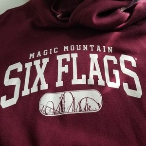 EUC Six Flags Burgundy Hoodie